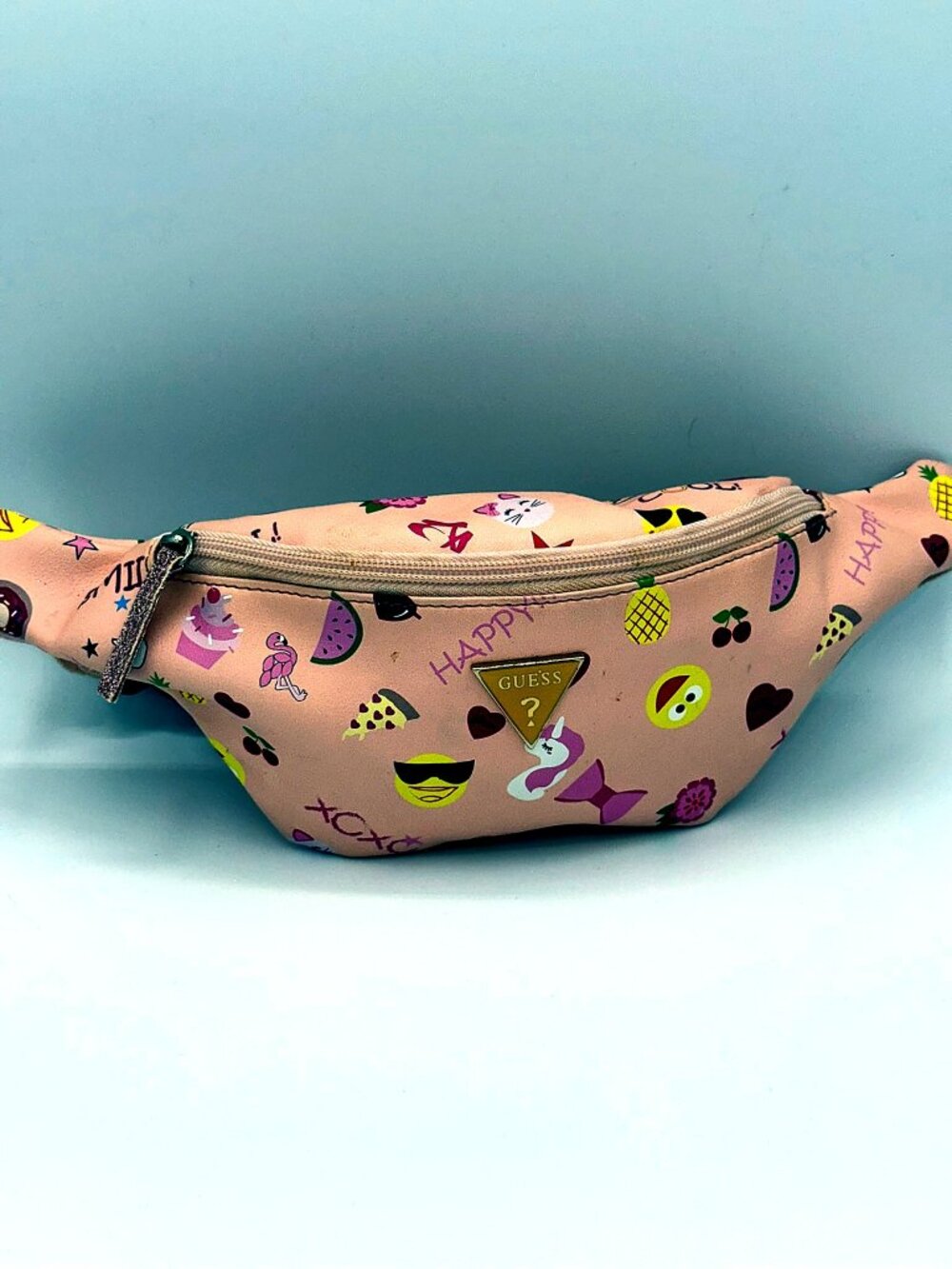 GUESS Pink Emoji Print Waist Bag Belt Bag Crossbody Fanny Pack
